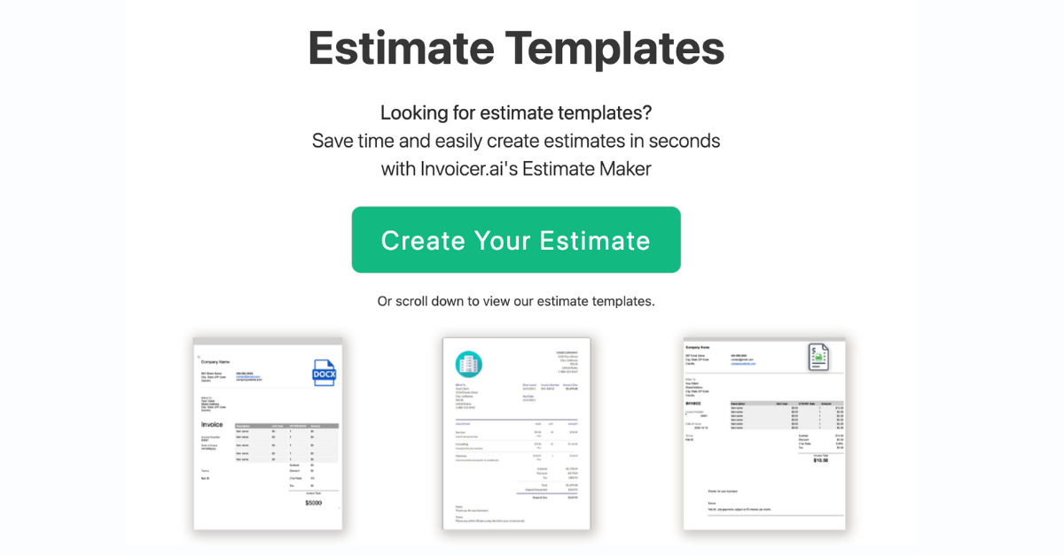 Estimate Templates